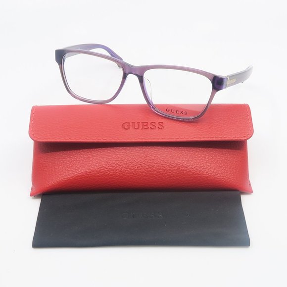 Guess GU2597-D/V 020 53mm Translucent Purple Square Unisex New Eyeglasses. - Picture 1 of 7